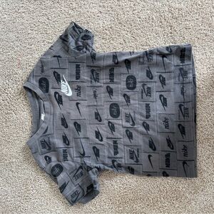Nike Grey Tee with Black Logo Pattern